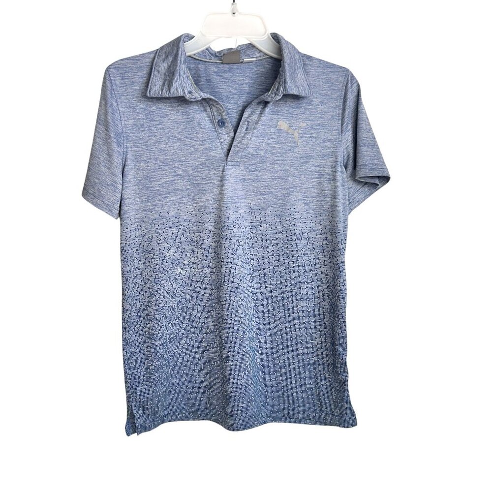 Puma Boys Blue Dotted Stretch Polo Shirt - Size L (14-16)